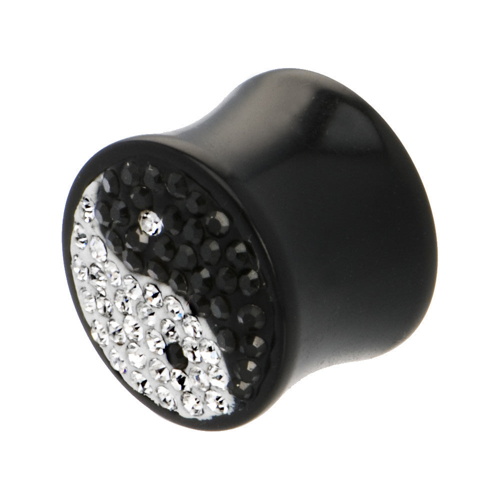 9/16 Gauge Crystal Ying Yang Saddle Plug