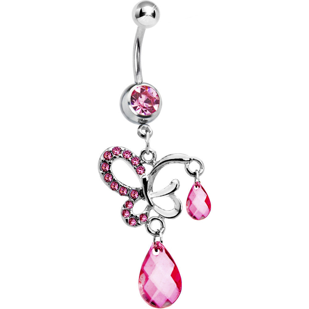 Pink Gem Dream Butterfly Belly Ring