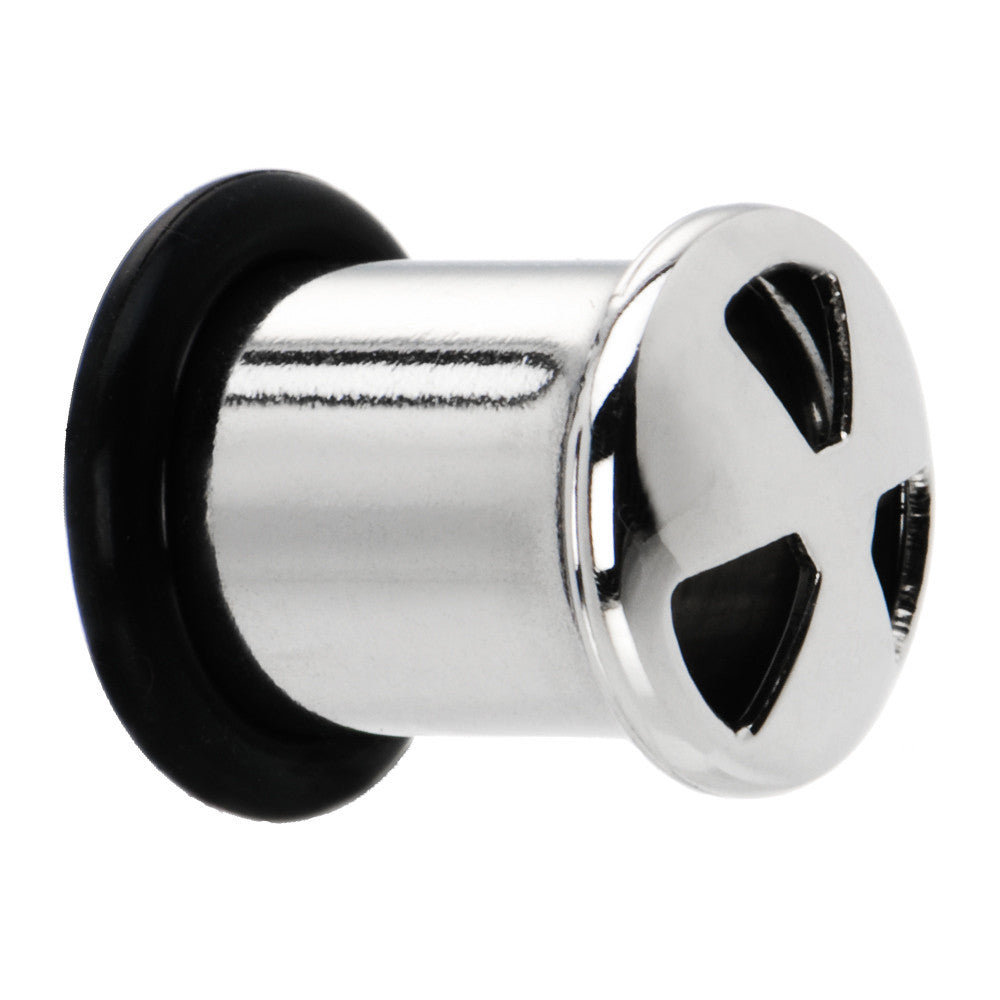 0 Gauge Stainless Steel Single Flare Biohazard Plug