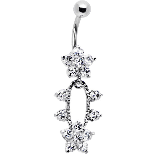 Crystalline Sensational Sparkle Flower Belly Ring Bodycandy 