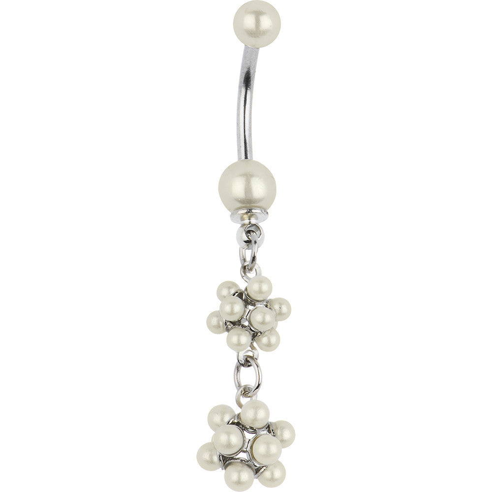 Cream Duality Dapper Drop Faux Pearl Belly Ring