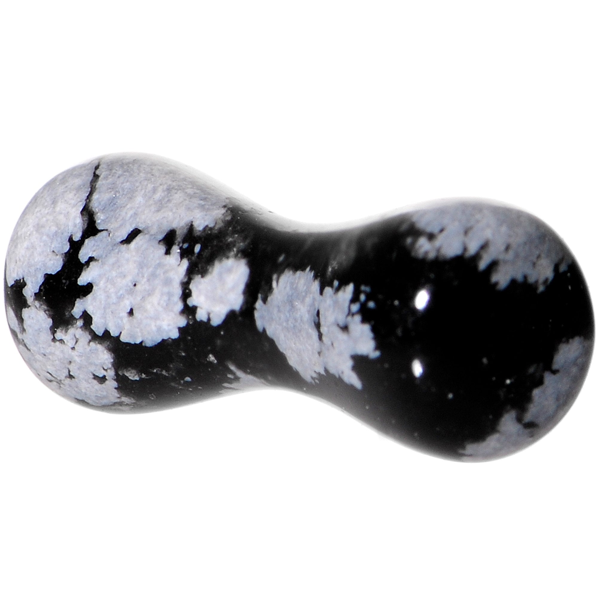 8 Gauge Obsidian Snowflake Natural Stone Saddle Plug Set