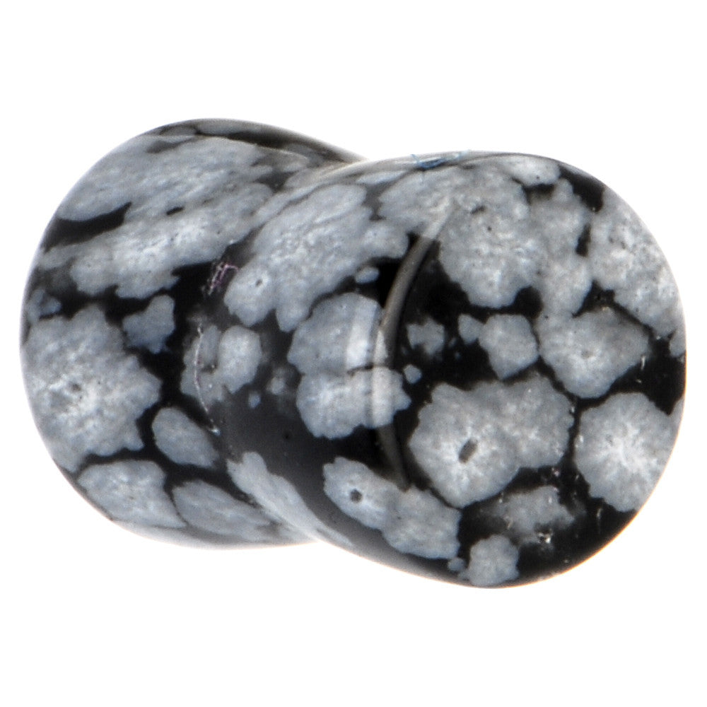 4 Gauge Obsidian Snowflake Natural Stone Saddle Plug