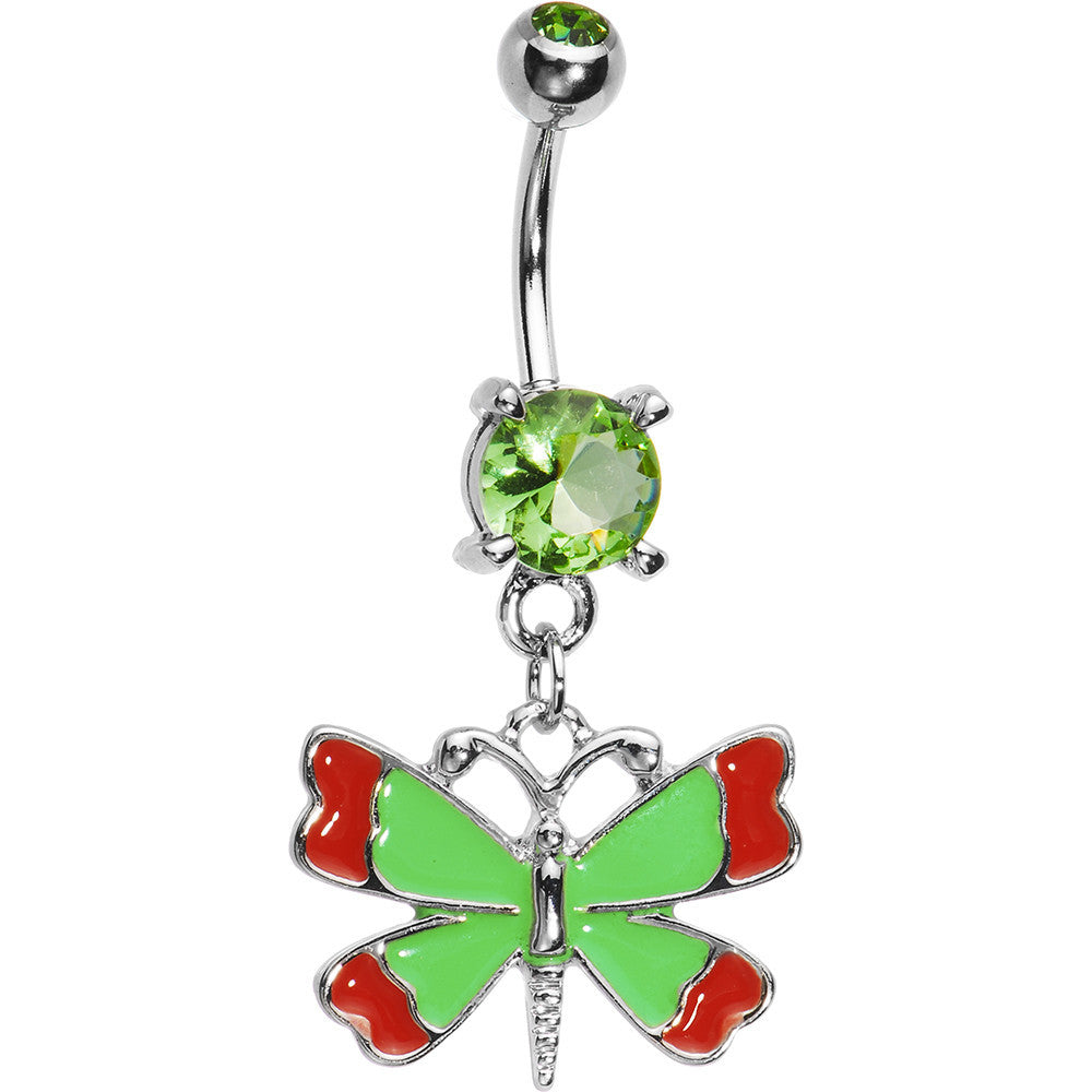 Orange Green Vital Butterfly Belly Ring