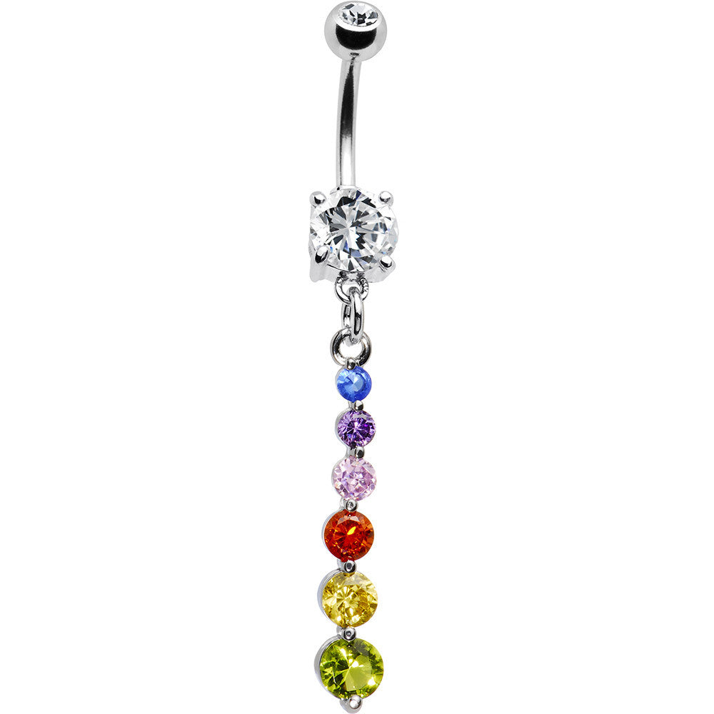 Multi Cubic Zirconia Cascading Drop Belly Ring