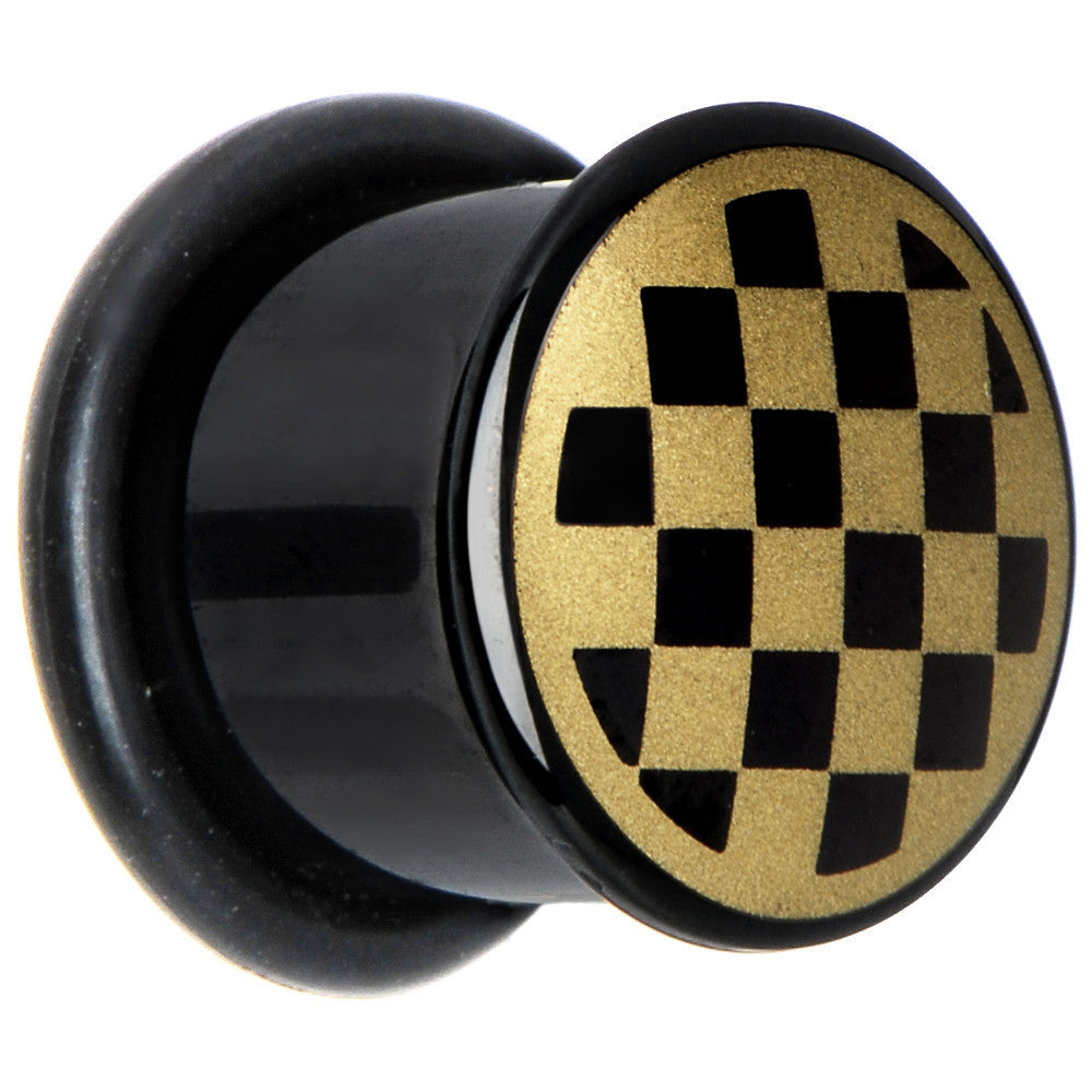 1/2 Anodized Titanium Gold Checker Board Plug