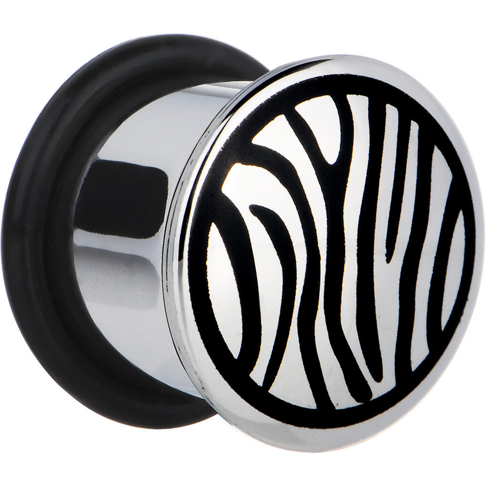 1/2 Stainless Steel Black Zebra Striped Plug