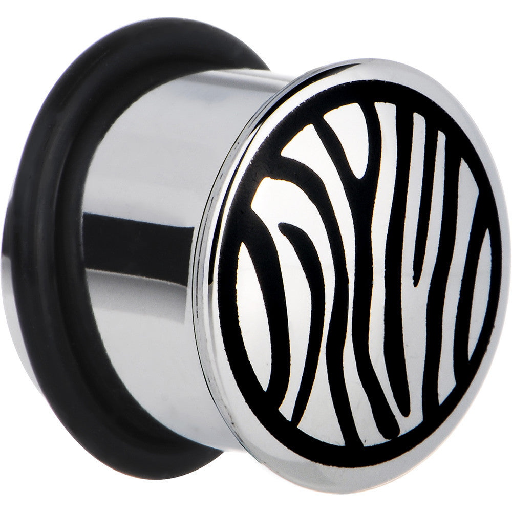 9/16 Stainless Steel Black Zebra Striped Plug