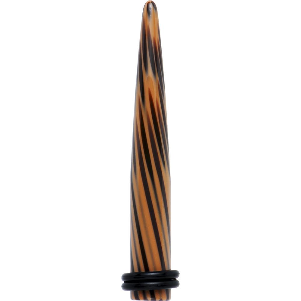 Black Brown Animal Print Acrylic Taper 2 Gauge to 00 Gauge