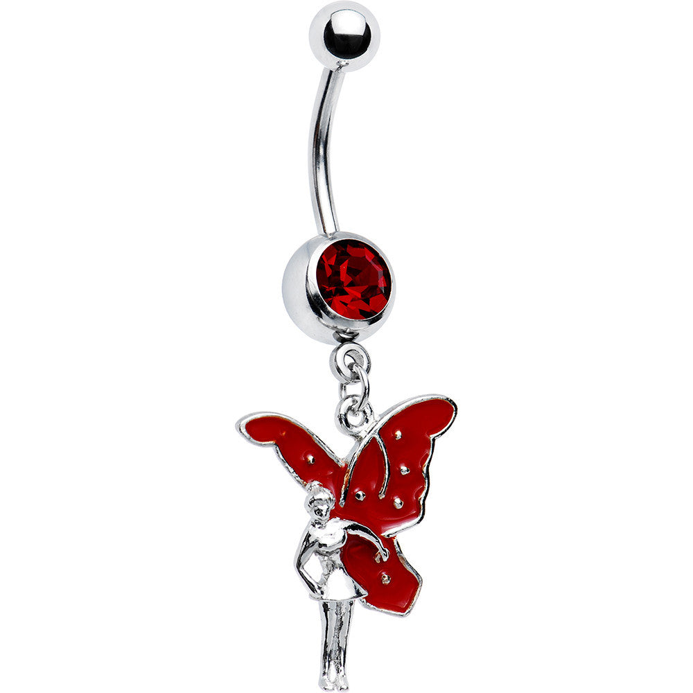 Ruby Red Gem Dangling Fairy Belly Ring