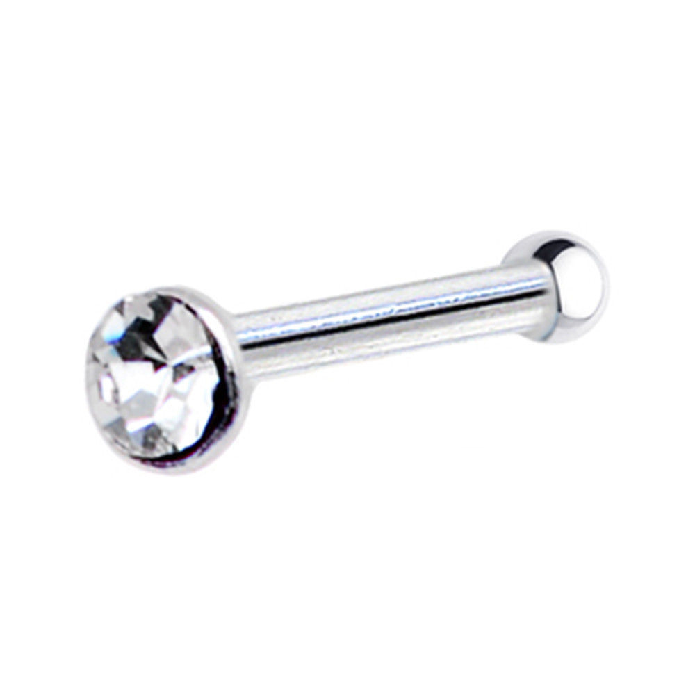 Sterling Silver 1.4mm Clear Nose Bone Created with Crystals