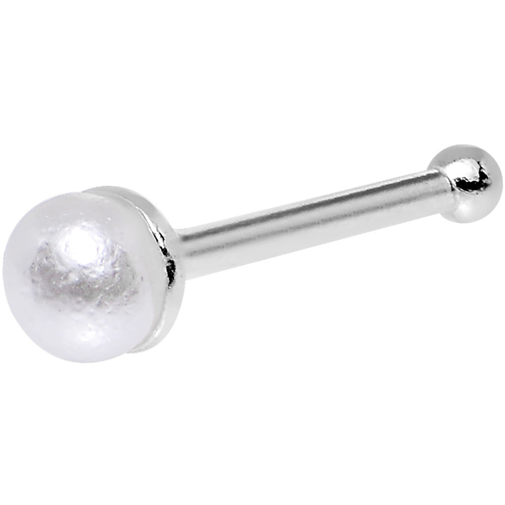 Sterling Silver White Pearl Nose Bone