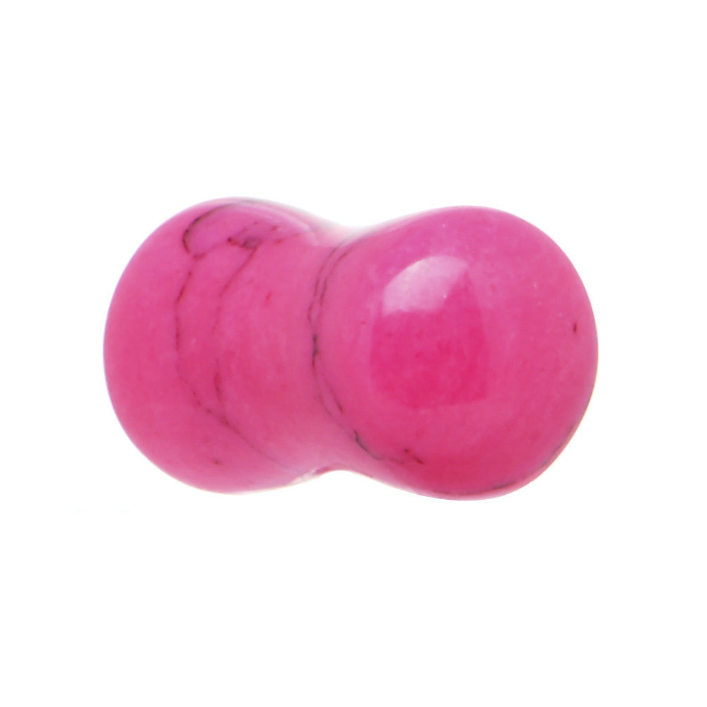 2 Gauge Double Flare Pink Dyed Turquoise Stone Plug