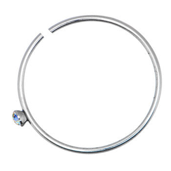 22 Gauge Stainless Steel Aurora Gem Open Nose Hoop