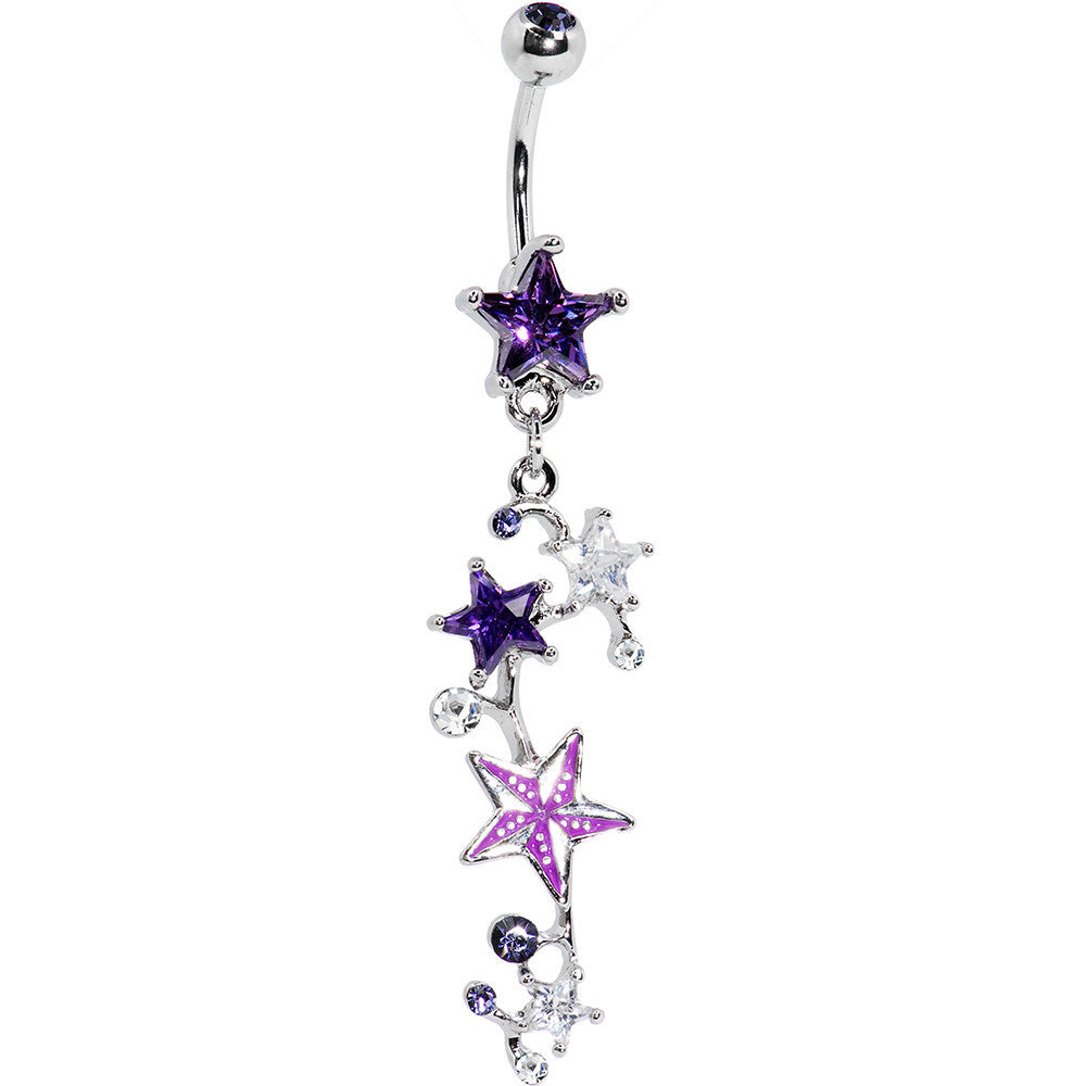 Twist Tanaznite Cubic Zirconia Nautical Star Belly Ring