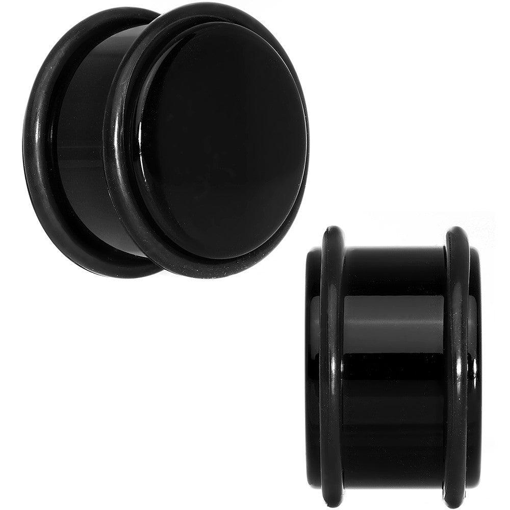 18mm Black Acrylic Straight Plug Pair