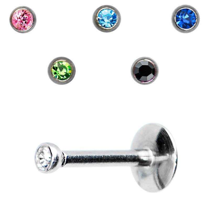 14 Gauge Cubic Zirconia Interchangeable Labret Pack Set