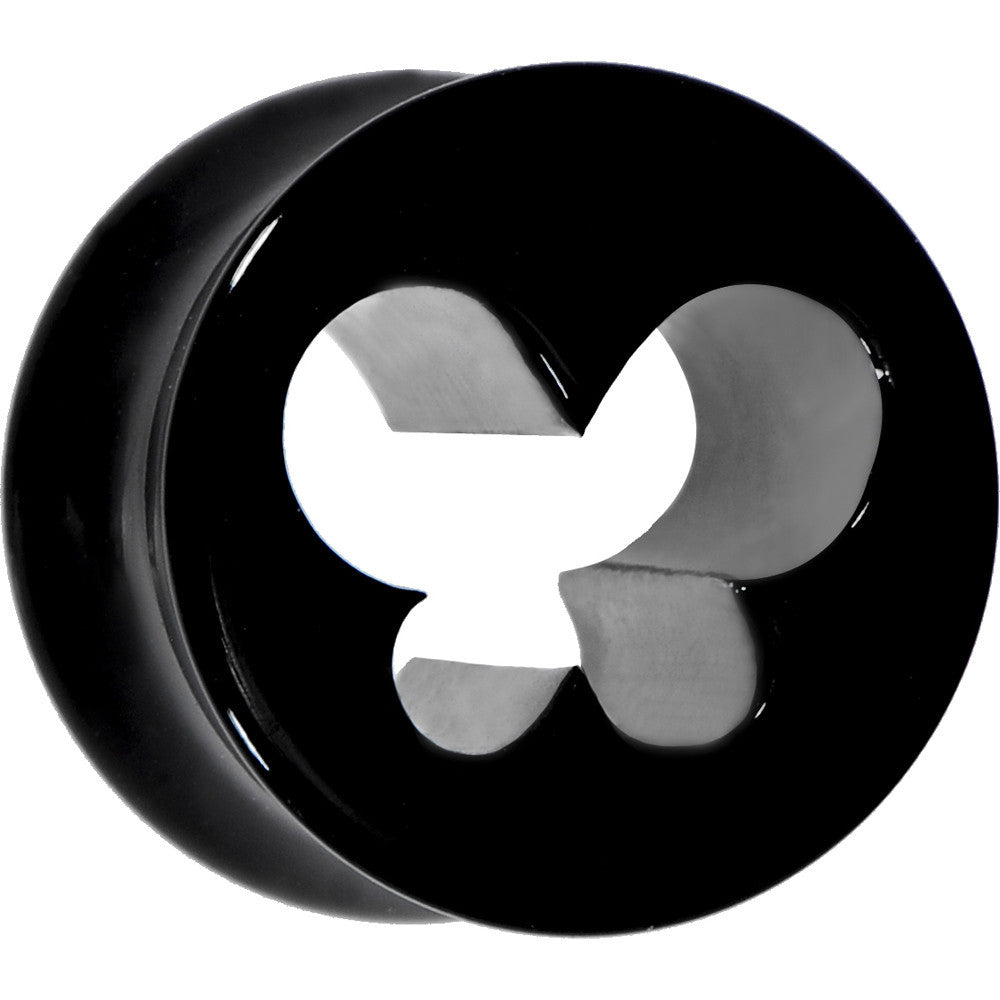 1/2 Black Acrylic Hollow Butterfly Saddle Plug