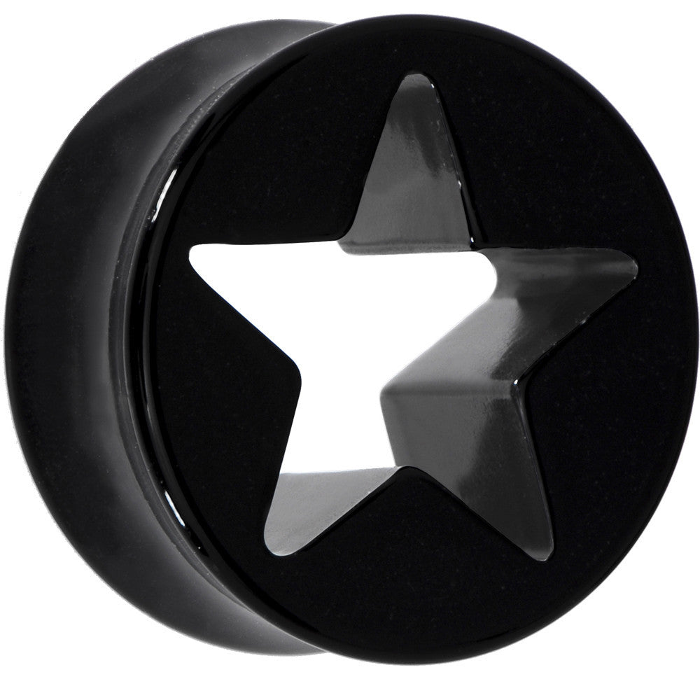 20mm Black Acrylic Hollow Star Saddle Plug