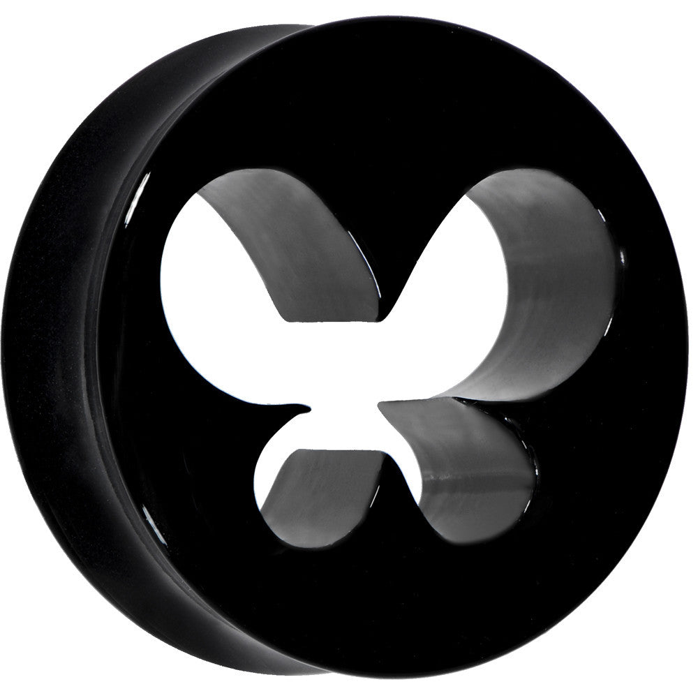 24mm Black Acrylic Hollow Butterfly Saddle Plug