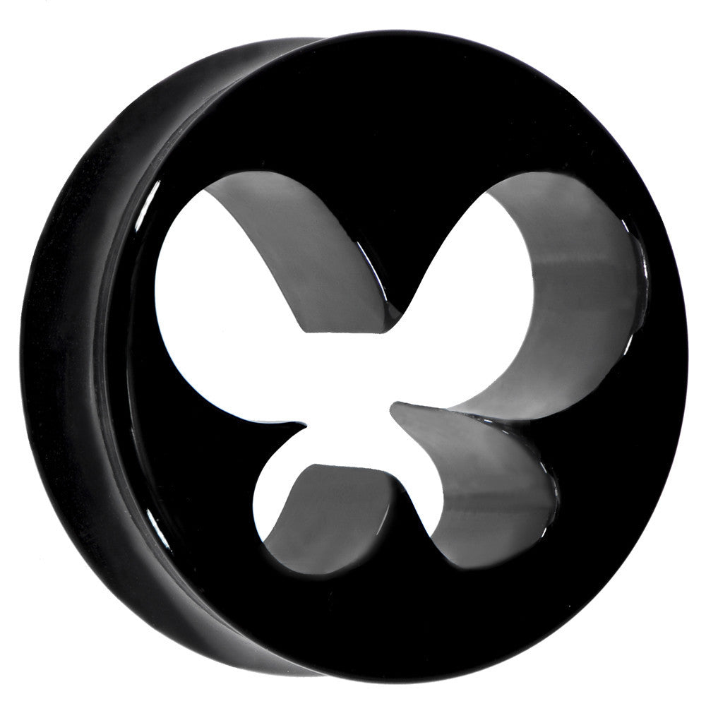 26mm Black Acrylic Hollow Butterfly Saddle Plug