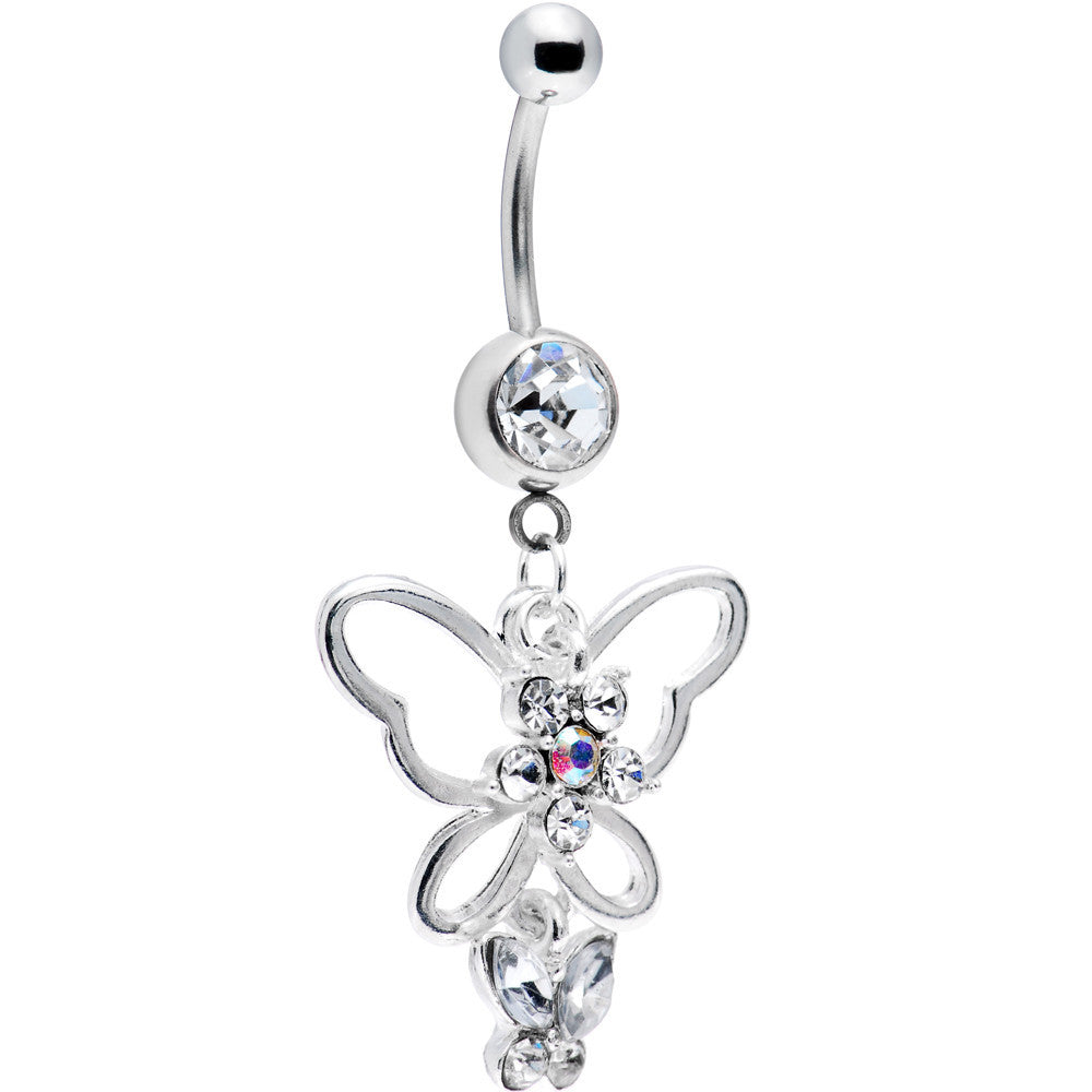 Butterfly Beauty Crystal Clear Belly Ring