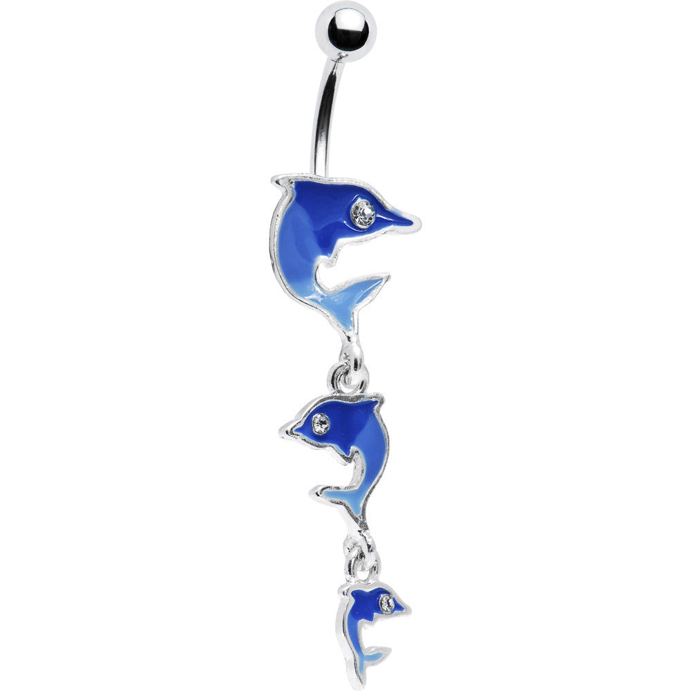 Make a Splash Blue Dolphin Belly Ring