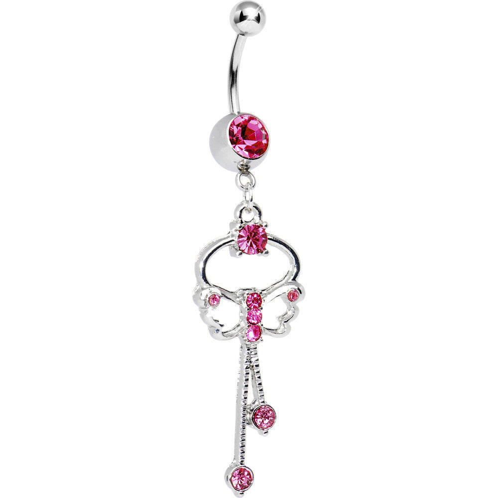 Butterfly Wishes Pink CZ Belly Ring