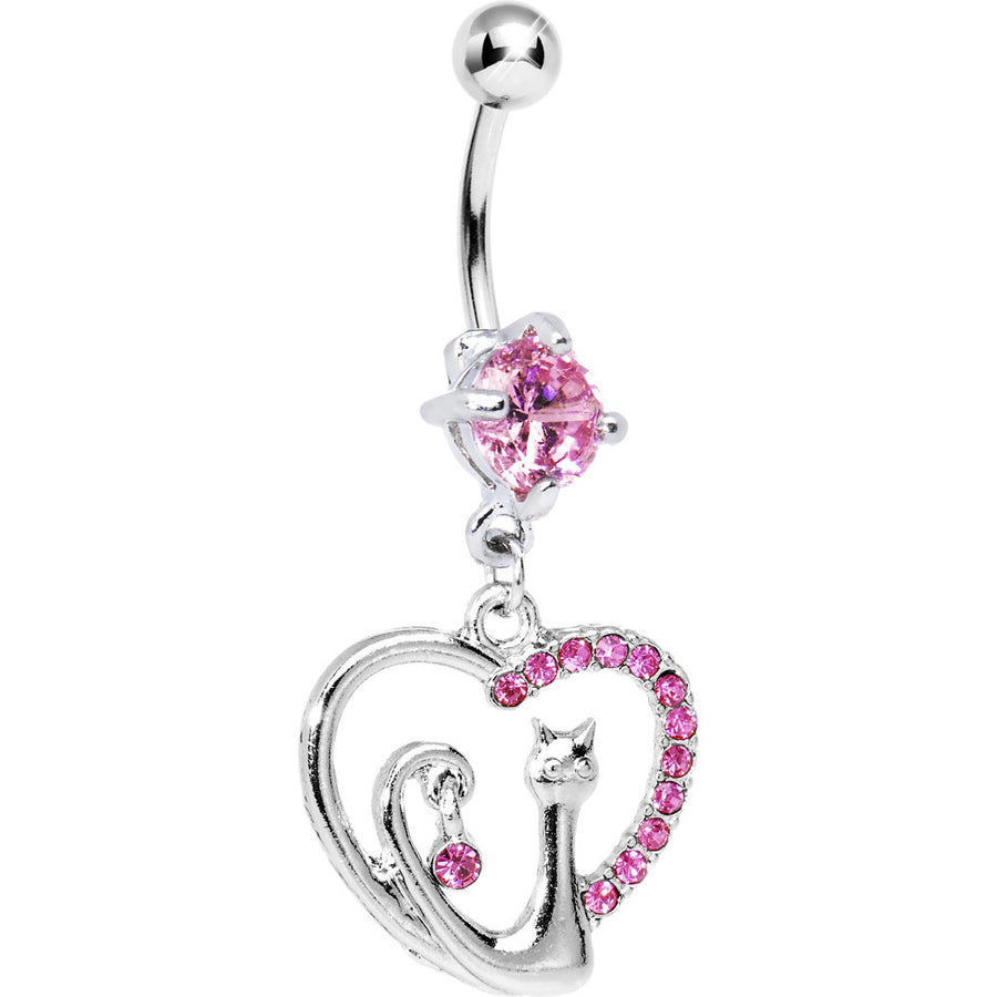 Cats Meow Pink Heart Belly Ring