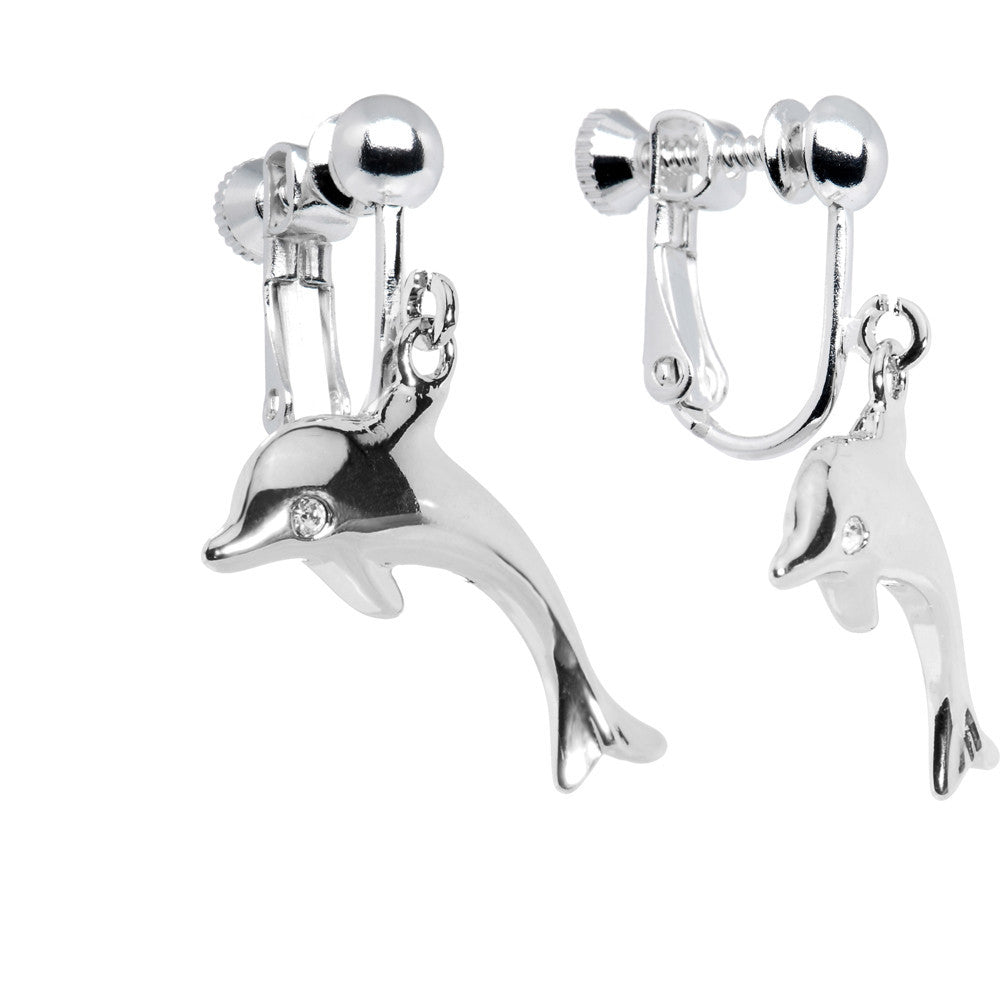 Dolphin Clip on Earrings