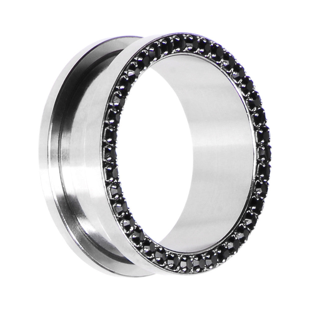 26mm Stainless Steel Black Gem Screw Fit Tunnel