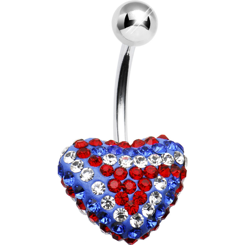 Patriotic Heart Crystal Evolution Belly Ring