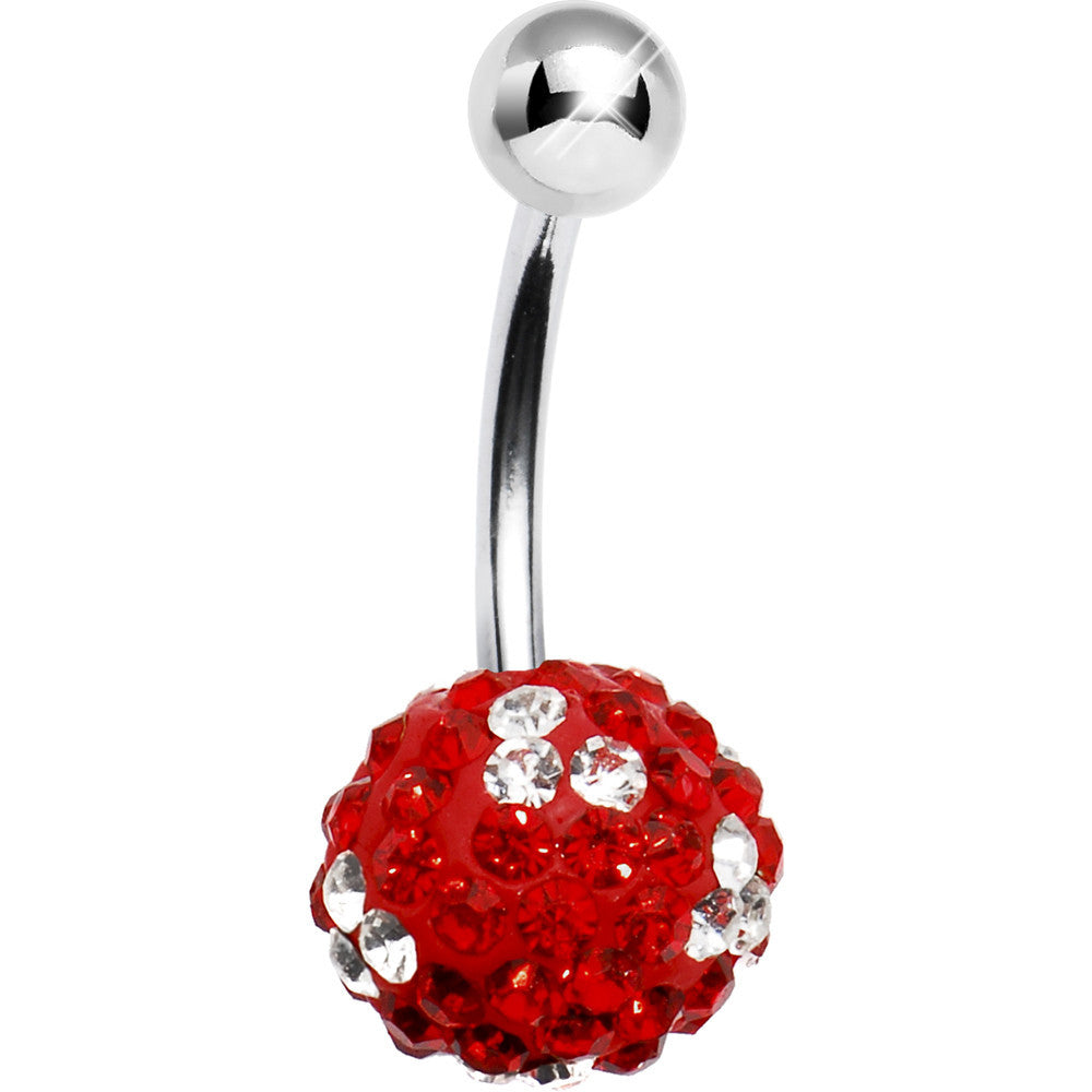 Red Clear Crystal Belly Ring