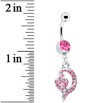 Pink Gem Dynamic Heart Belly Ring