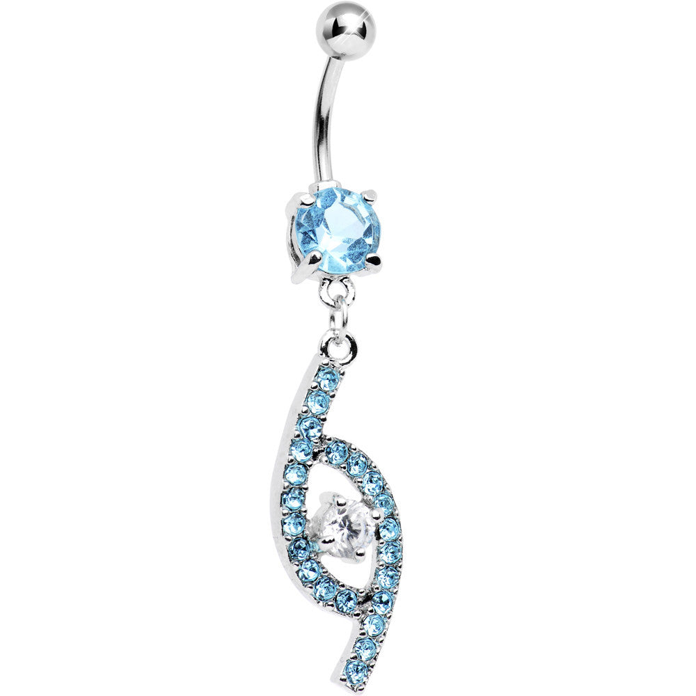 Aqua CZ Flawless Fashion Dangle Belly Ring