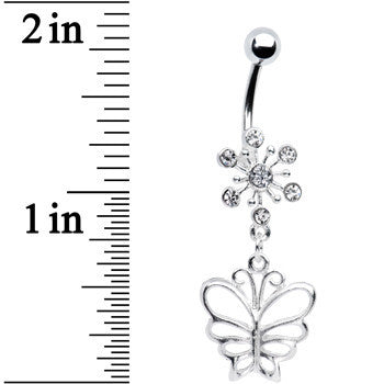 Clear Crystal Explosion Butterfly Belly Ring