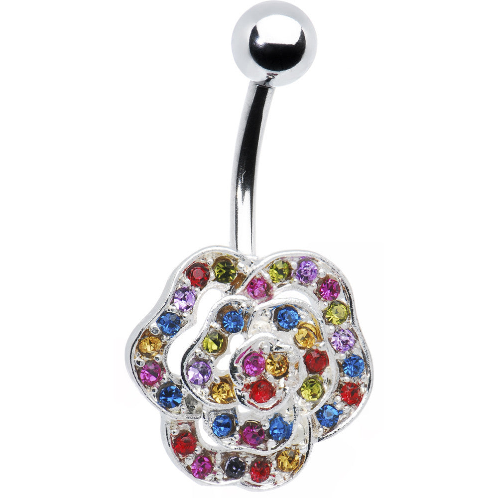 Multi Gem Fashionista Flower Belly Ring