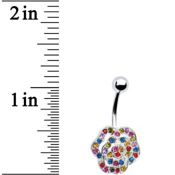 Multi Gem Fashionista Flower Belly Ring