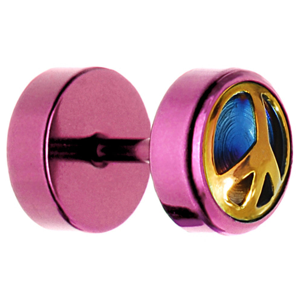 Pink Anodized Titanium Peace Sign Cheater Plug