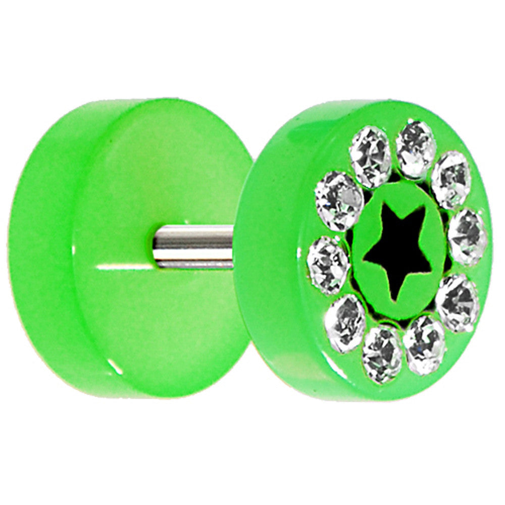 Green Acrylic Jeweled Star Cheater Plug