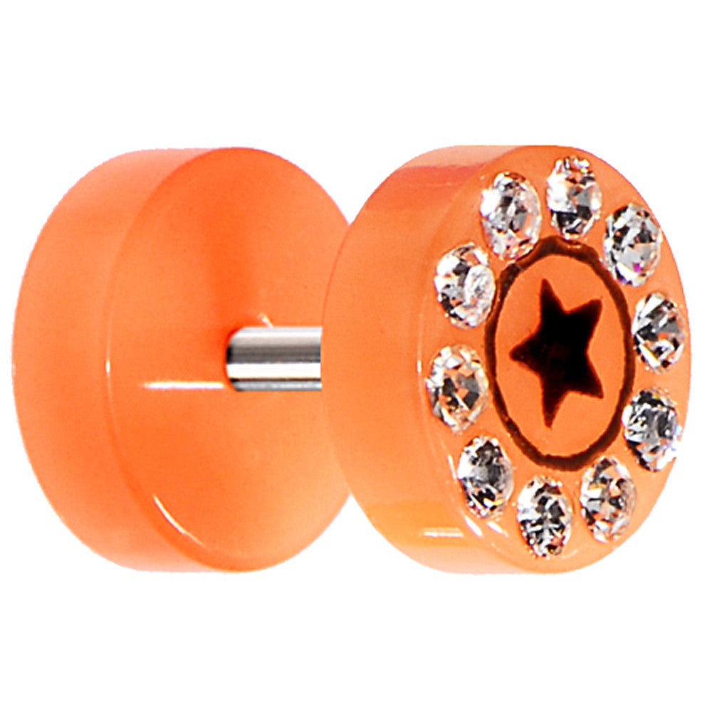 Orange Acrylic Jeweled Star Cheater Plug