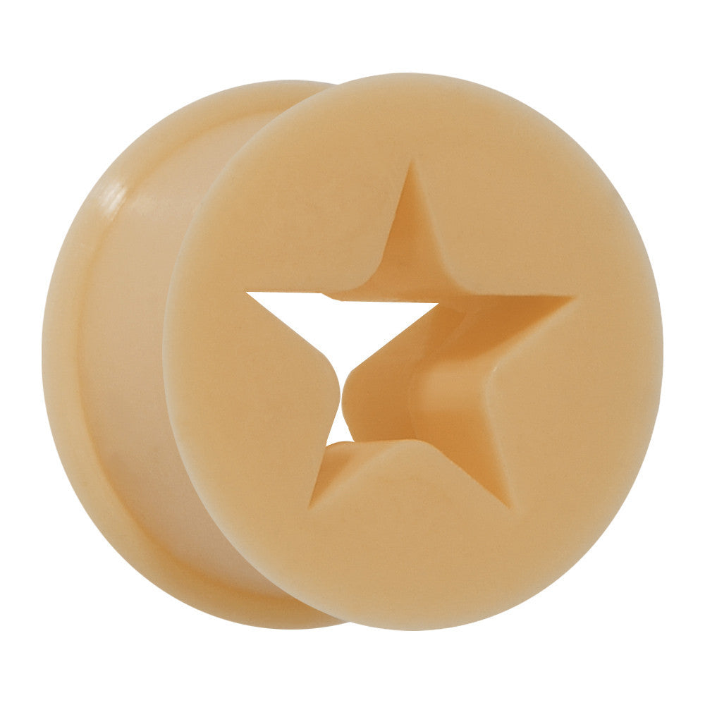 0 Gauge Flesh Star Silicone Flexible Tunnel