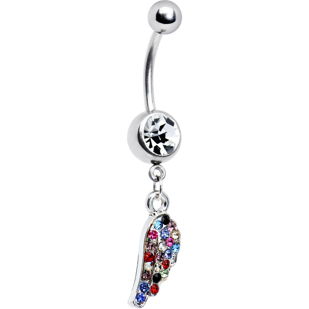 Multi Gem Angel Wing Belly Ring