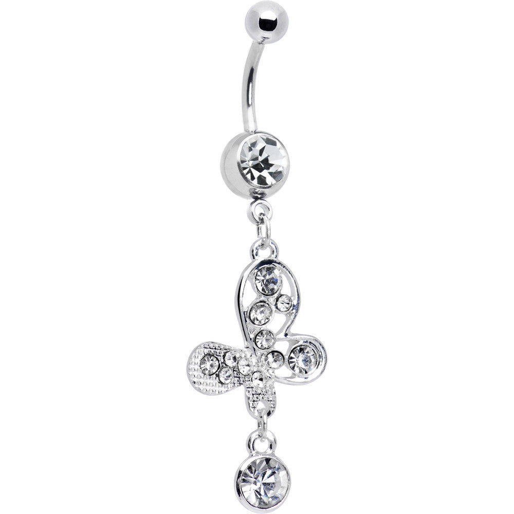 Clear Gem Modernistic Artistic Belly Ring