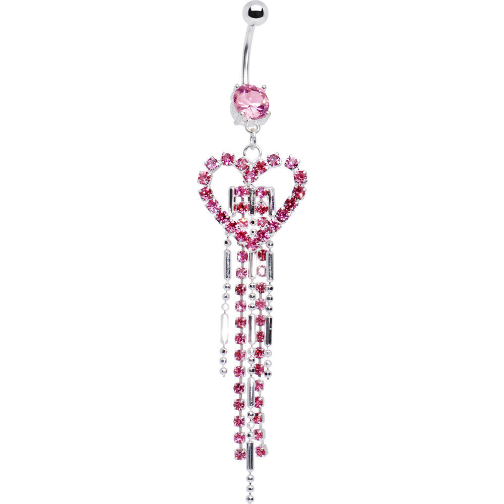 Pink Gem Swanky Heart Belly Ring