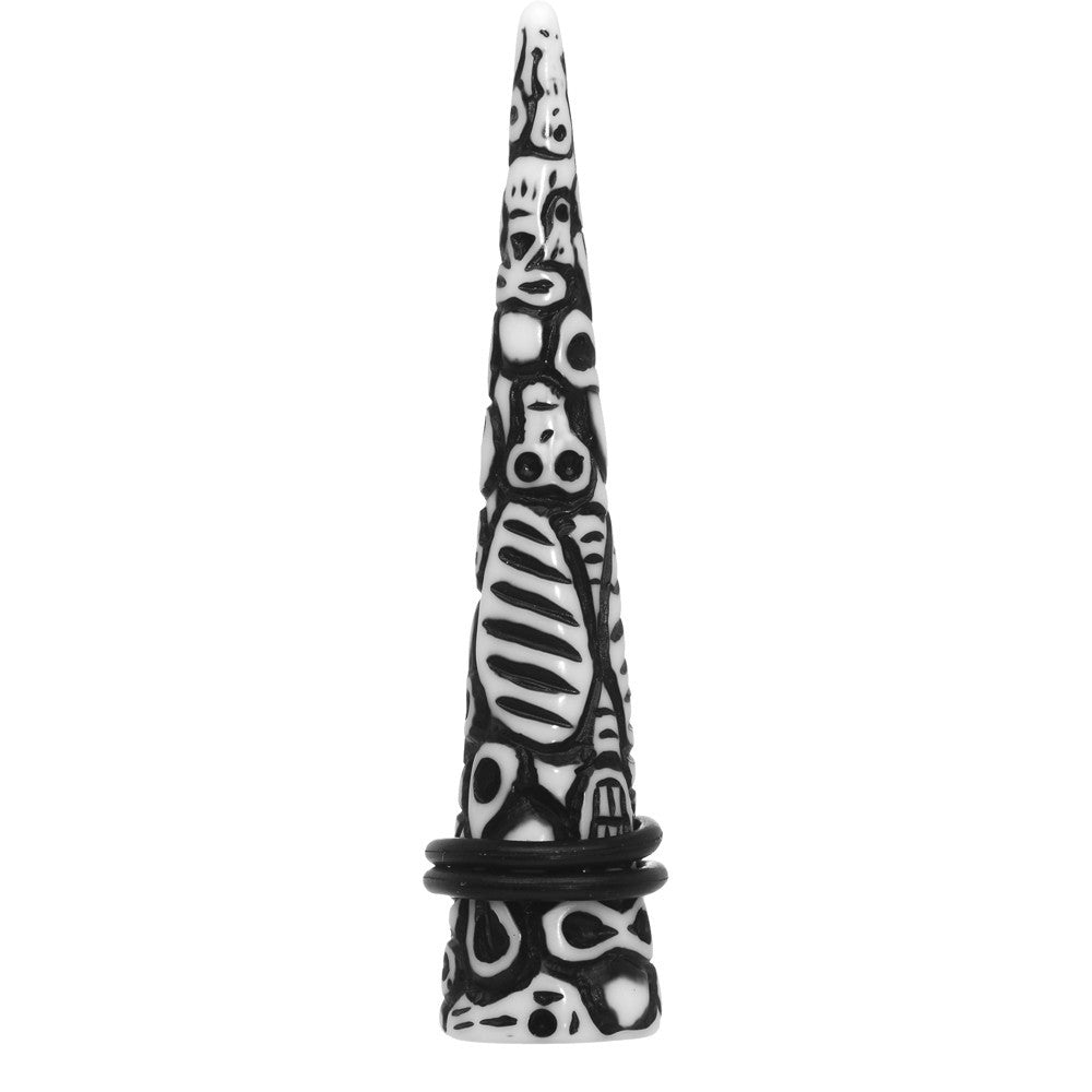 9/16 Black White Resin Native Skull Taper