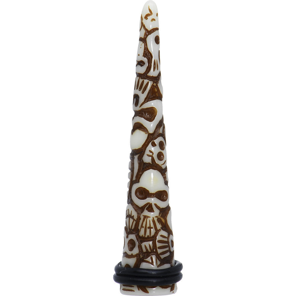 00 Gauge Brown White Resin Native Skull Taper