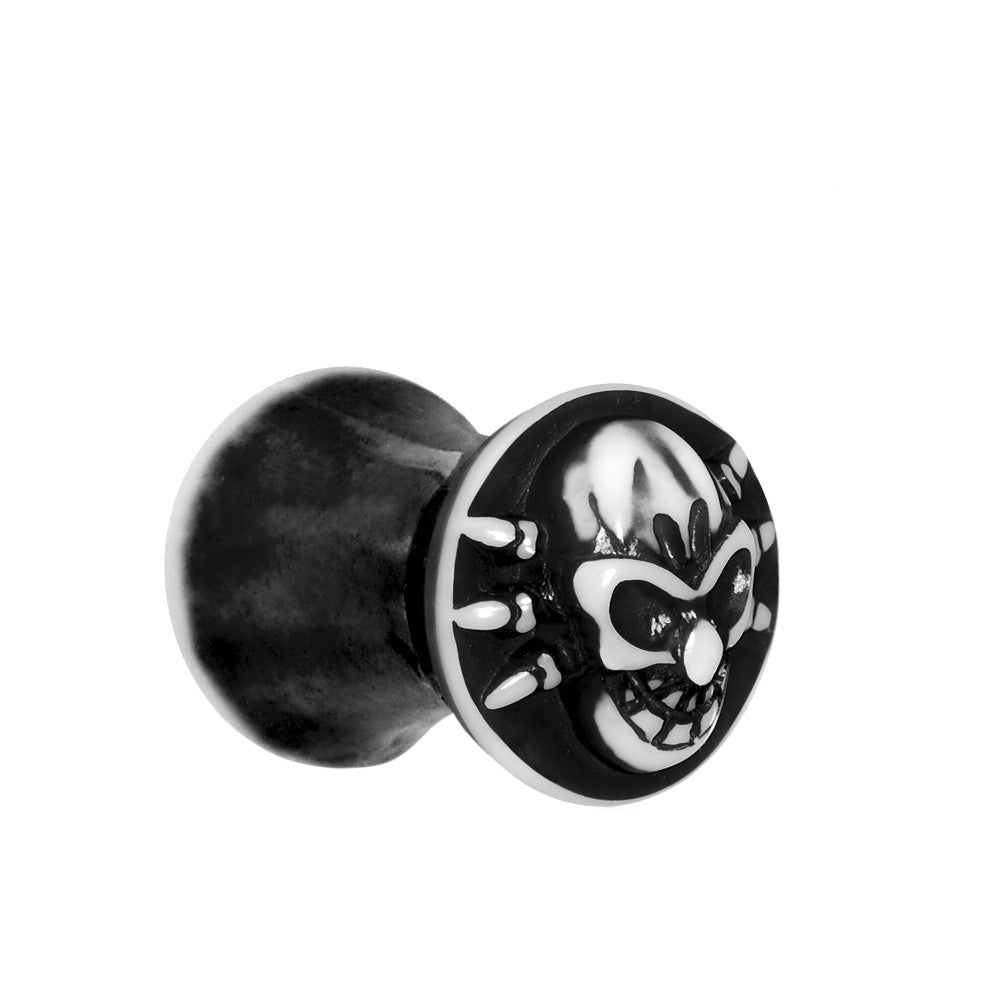 2 Gauge Black White Resin Skull Saddle Plug