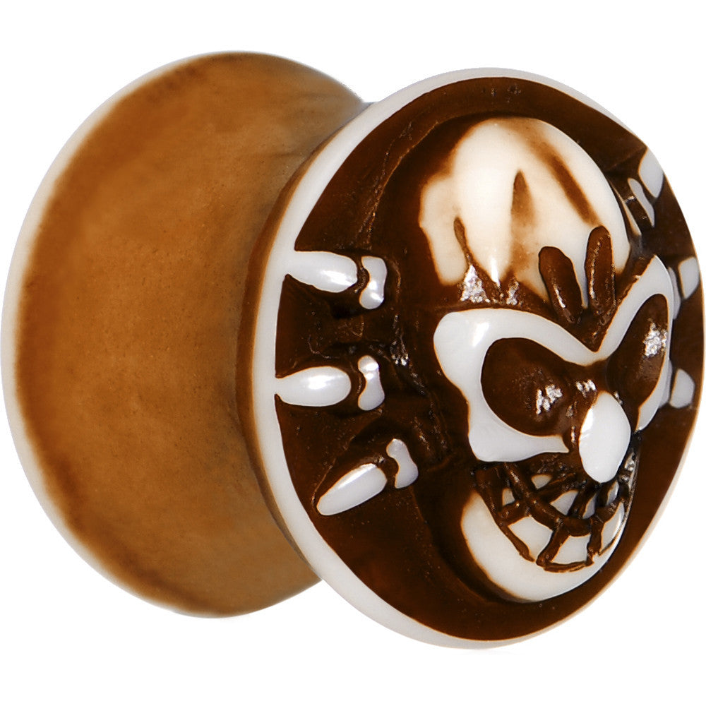 9/16 Brown White Resin Skull Saddle Plug