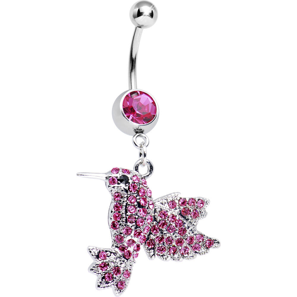 Pink Gem Humming Bird Belly Ring